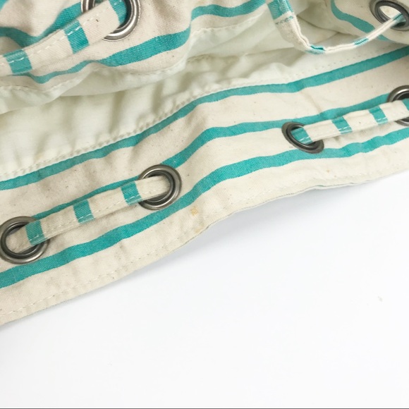 ROXY Boho Drawstring Bag Purse Aqua Striped - Picture 10 of 10